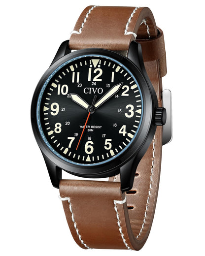 HOTCIVO Military Watch for Men Waterproof: Analog Mens Watches Classic- Field Wrist Watches for Man