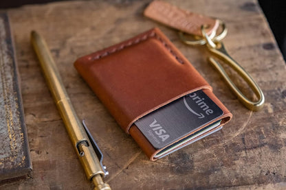 HOTThe Port Wallet by Craft and Lore, Handmade Minimal Leather Card Wallet (Buck Brown)