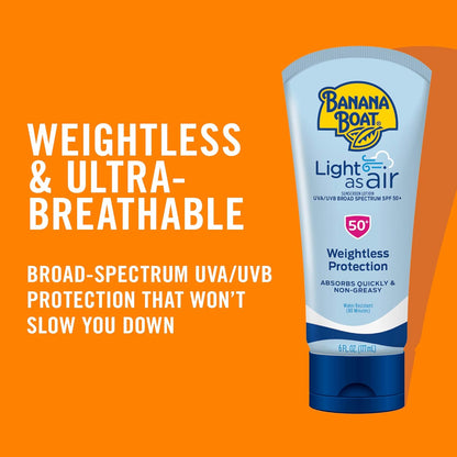 HOTBanana Boat Light As Air Sunscreen Lotion SPF 50 Twin Pack | Lightweight & Non-Greasy Lotion Sunscreen SPF 50, Sunblock, Oxybenzone Free, 6oz each