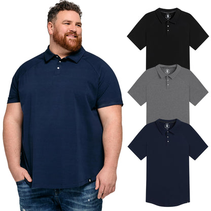 HOTSTRONGSIZE Big and Tall Polo Shirts for Men – Golf Shirt with Snap Buttons | Longer Length Shirt with Curved Hem