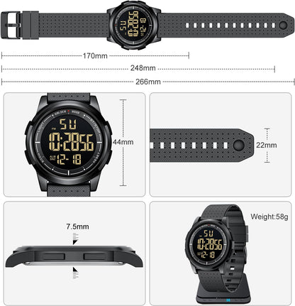 HOTGOLDEN HOUR Ultra-Thin Minimalist Sports Waterproof Digital Watches Men with Wide-Angle Display Rubber Strap Wrist Watch for Men Women