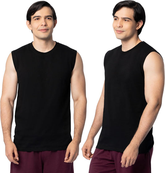 HOTFruit of the Loom Men's Eversoft Cotton Sleeveless T Shirts, Breathable & Moisture Wicking with Odor Control, Sizes S-4X