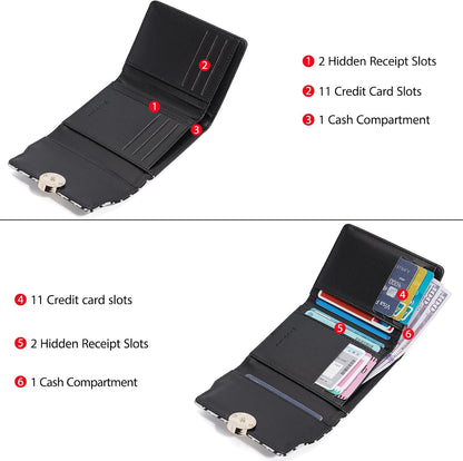 HOTFOXLOVER Small Wallet for Women RFID Blocking Credit Card Case Tri-fold Women's Wallet
