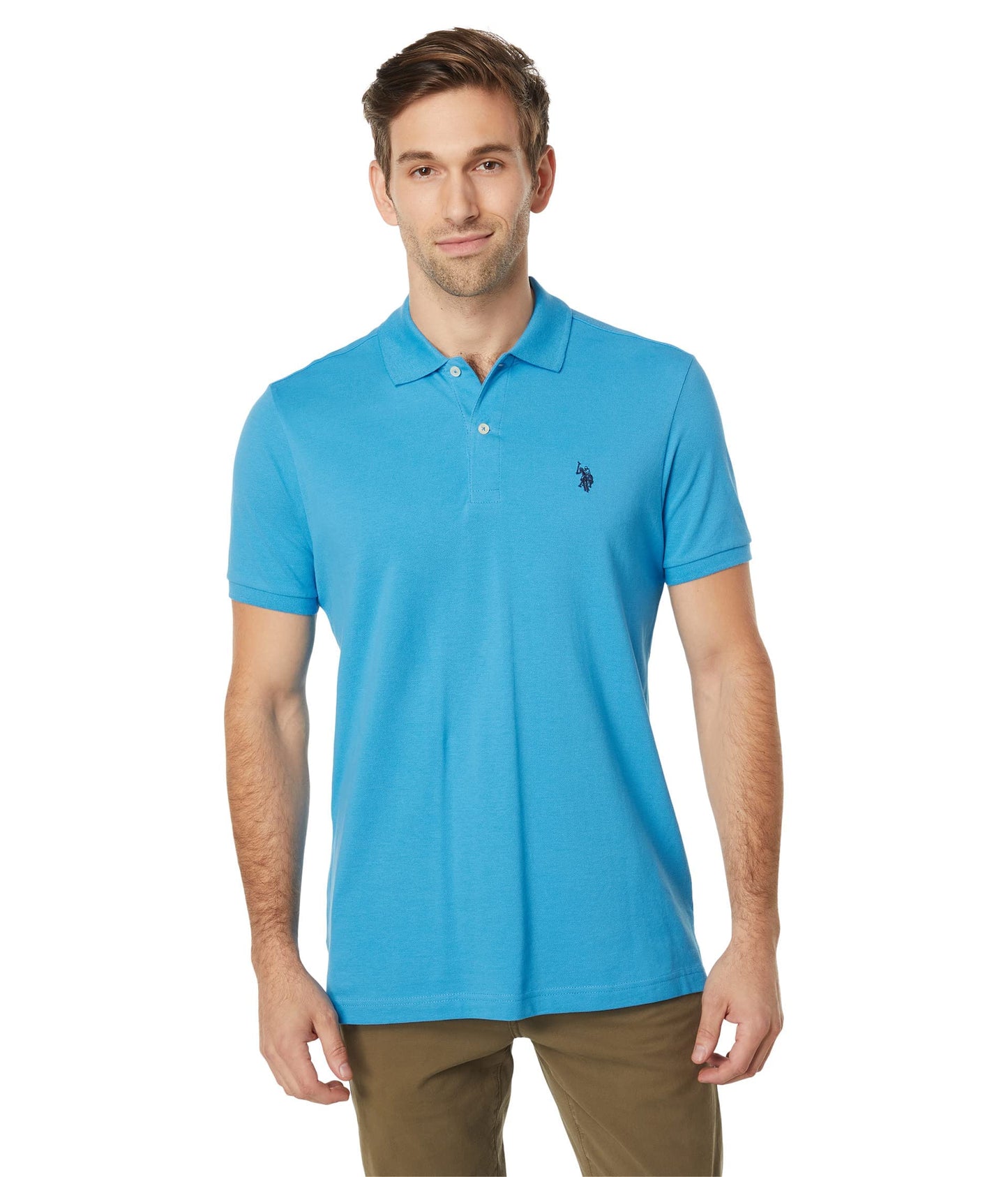 HOTU.S. Polo Assn. Men's Classic Polo Shirt, Two-Button Closure Pique Polo Shirt, Summer Fashion Golf Shirt | Two-Button Closure Pique Polo Shirt, Summer Fashion Golf Shirt