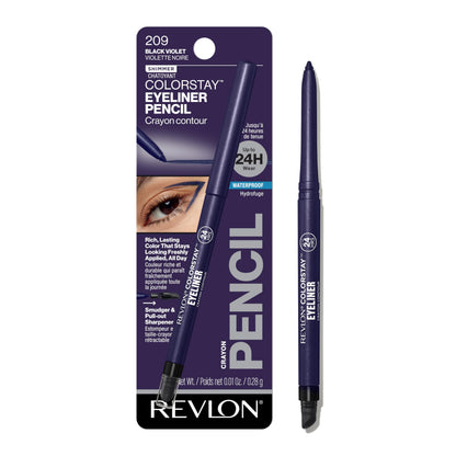 HOTRevlon ColorStay Pencil Waterproof Eyeliner, Smudge-Proof, Eye Makeup with Built-In Sharpener, Long-Lasting, Matte Finish, 201 Black, 2 pack