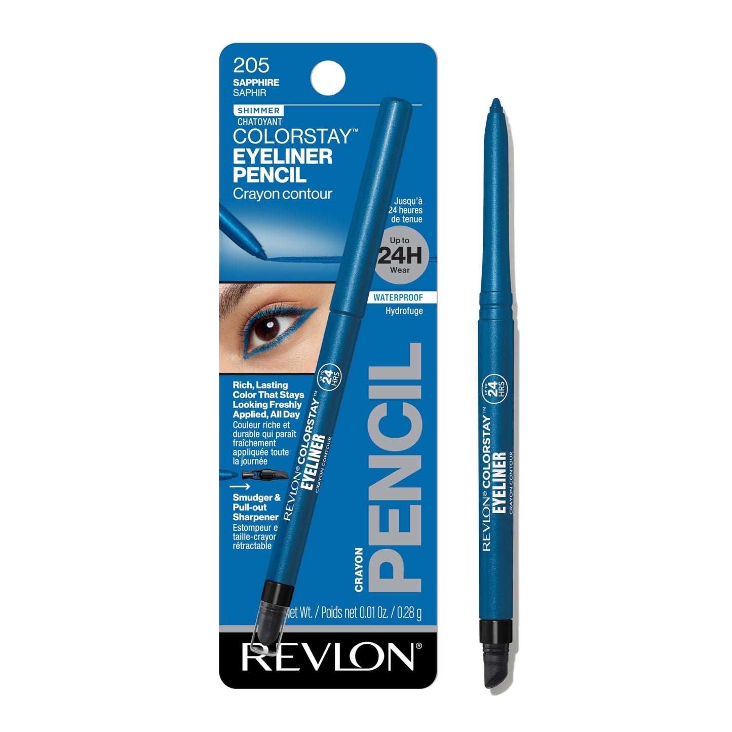 HOTRevlon ColorStay Pencil Waterproof Eyeliner, Smudge-Proof, Eye Makeup with Built-In Sharpener, Long-Lasting, Matte Finish, 201 Black, 2 pack
