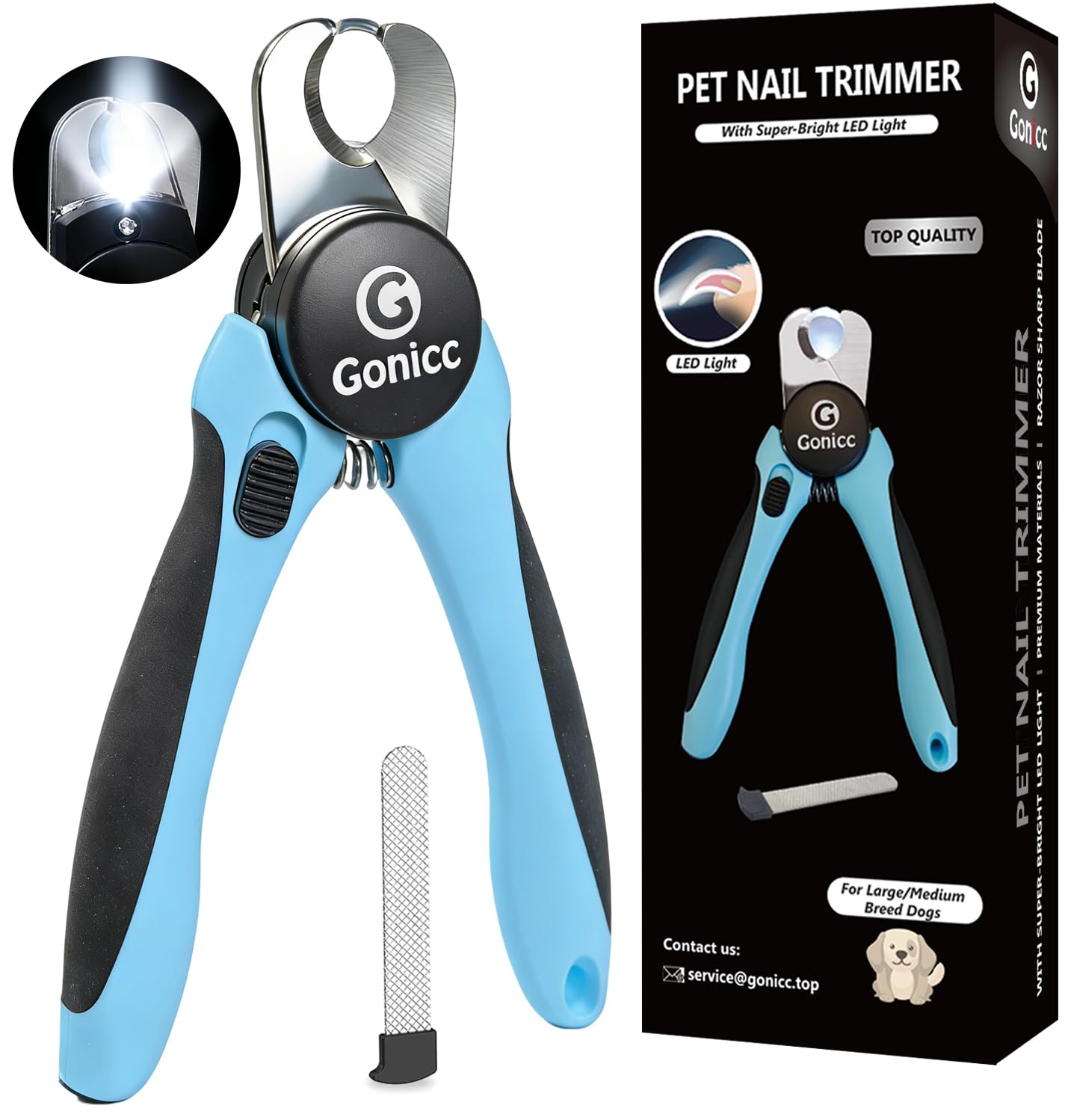 HOTgonicc Professional Dog & Cat Pets Nail Clippers & Trimmers | With Safety Guard to Avoid Overcutting, Free Nail File, Razor Sharp Blade - Professional Grooming Tool for Pets