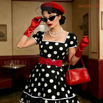 HOTJASGOOD Women Wide Stretch Belt,Vintage Chunky Buckle Elastic Waist Belts Patent Leather Belt 50s Belt for Dress