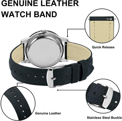 HOTBISONSTRAP Extra Long Watch Bands 18mm 20mm 22mm 24mm, Leather Watch Straps for Men, XL Replacement Strap for Large Wrists