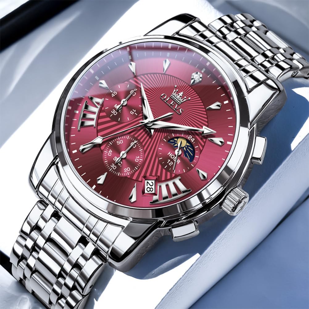 HOTOLEVS Mens Watches Luxury Waterproof Luminous Easy Read Chronograph Watches Full Gold/White Dail/Black Face with Calendar Wrist Watches