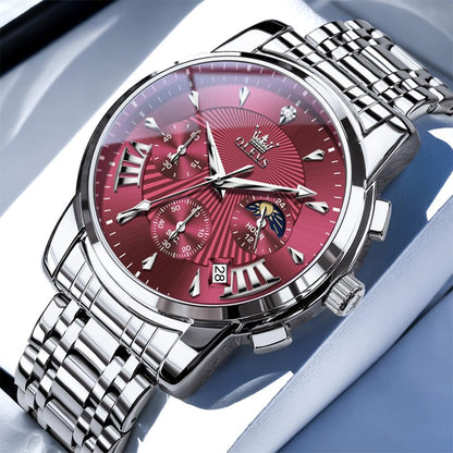 HOTOLEVS Mens Watches Luxury Waterproof Luminous Easy Read Chronograph Watches Full Gold/White Dail/Black Face with Calendar Wrist Watches