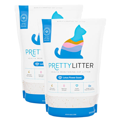 HOTPrettyLitter Health Monitoring Cat Litter (Unscented, Non Clumping) | Lightweight & Low Tracking, Color Changing Silica Gel Crystals, Advanced Odor Control — 6 Lbs, Pack of 2 (Up to 2 Month Supply)