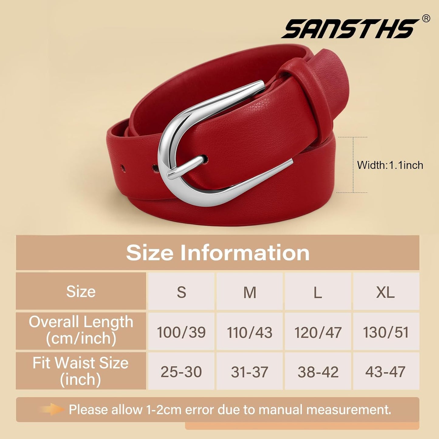 HOTWomen Belt for Jeans Pants Fashion Gold Buckle Ladies Dress Waist Belt