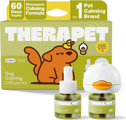 HOTTheraPetMD 60-Day Dog Calming Diffuser Kit - Dog Pheromone Diffuser for Stress, Destructive Behavior, Pee Accidents, Separation Anxiety, Barking, Aggression & Chewing - 60-Day Refills Included