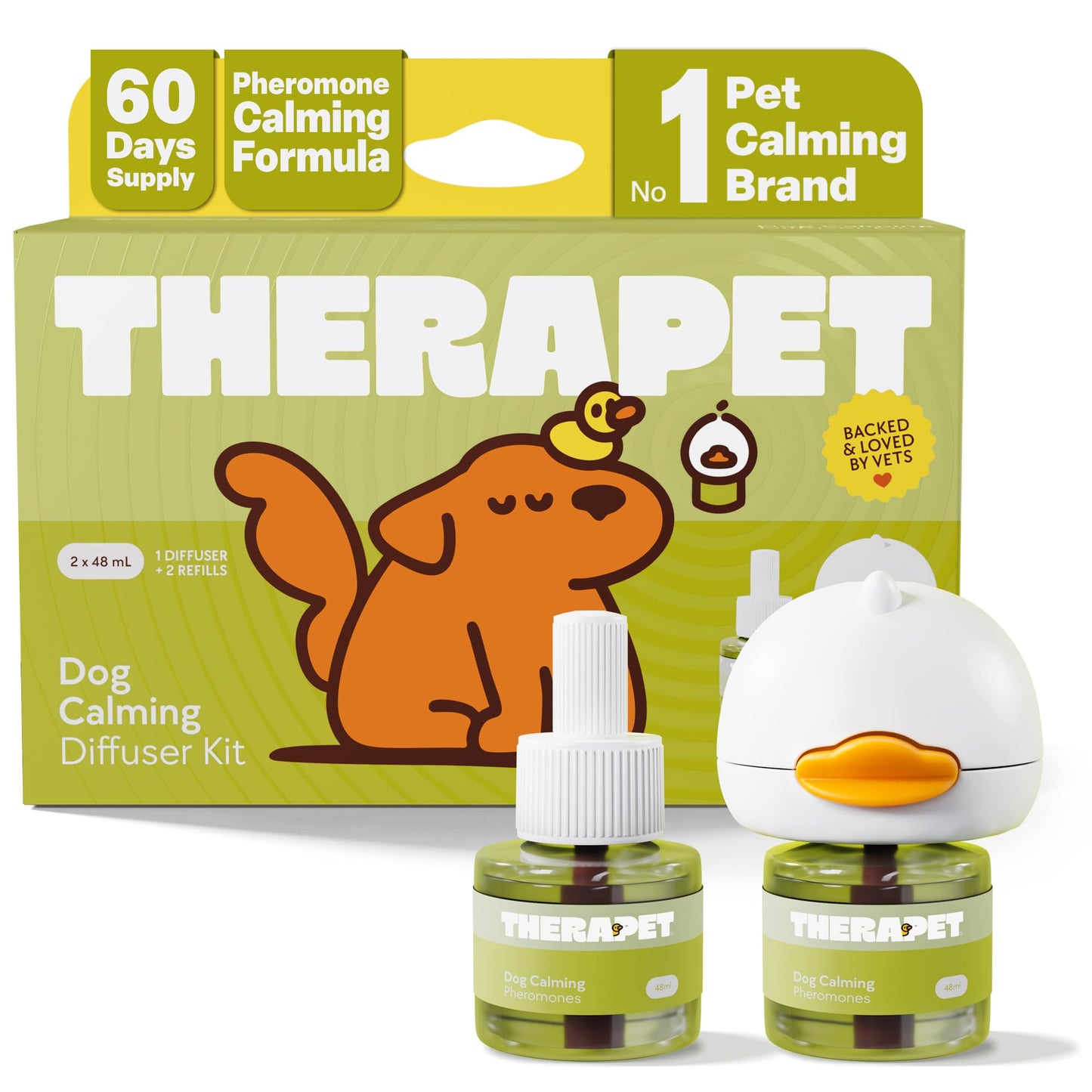 HOTTheraPetMD 60-Day Dog Calming Diffuser Kit - Dog Pheromone Diffuser for Stress, Destructive Behavior, Pee Accidents, Separation Anxiety, Barking, Aggression & Chewing - 60-Day Refills Included