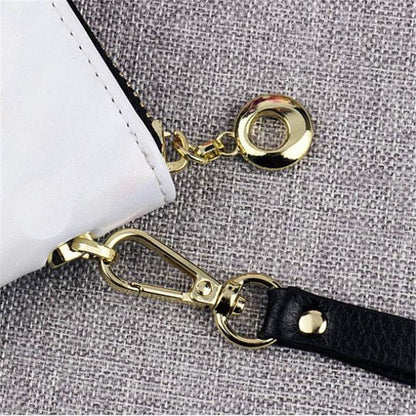 HOTPersonalized Photo Wallet Women Leather Wallet Clutch Wallet with Wristlet handbag best gift for women(Black Double Side)