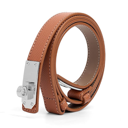 HOTWomen's Thin Leather Belts with Turn Lock Buckle,Belt Women Adjustable for Pants Dresses Jeans Coats