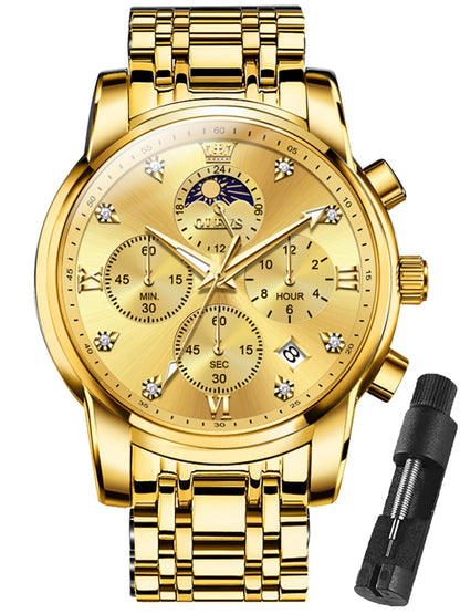 HOTOLEVS Watches for Men Dress Watch Chronograph Luxury Stainless Steel Big Face Men Watches Multi-Function Easy to Read Diamond Roman Numerals Business Wristwatch Reloj para Hombre