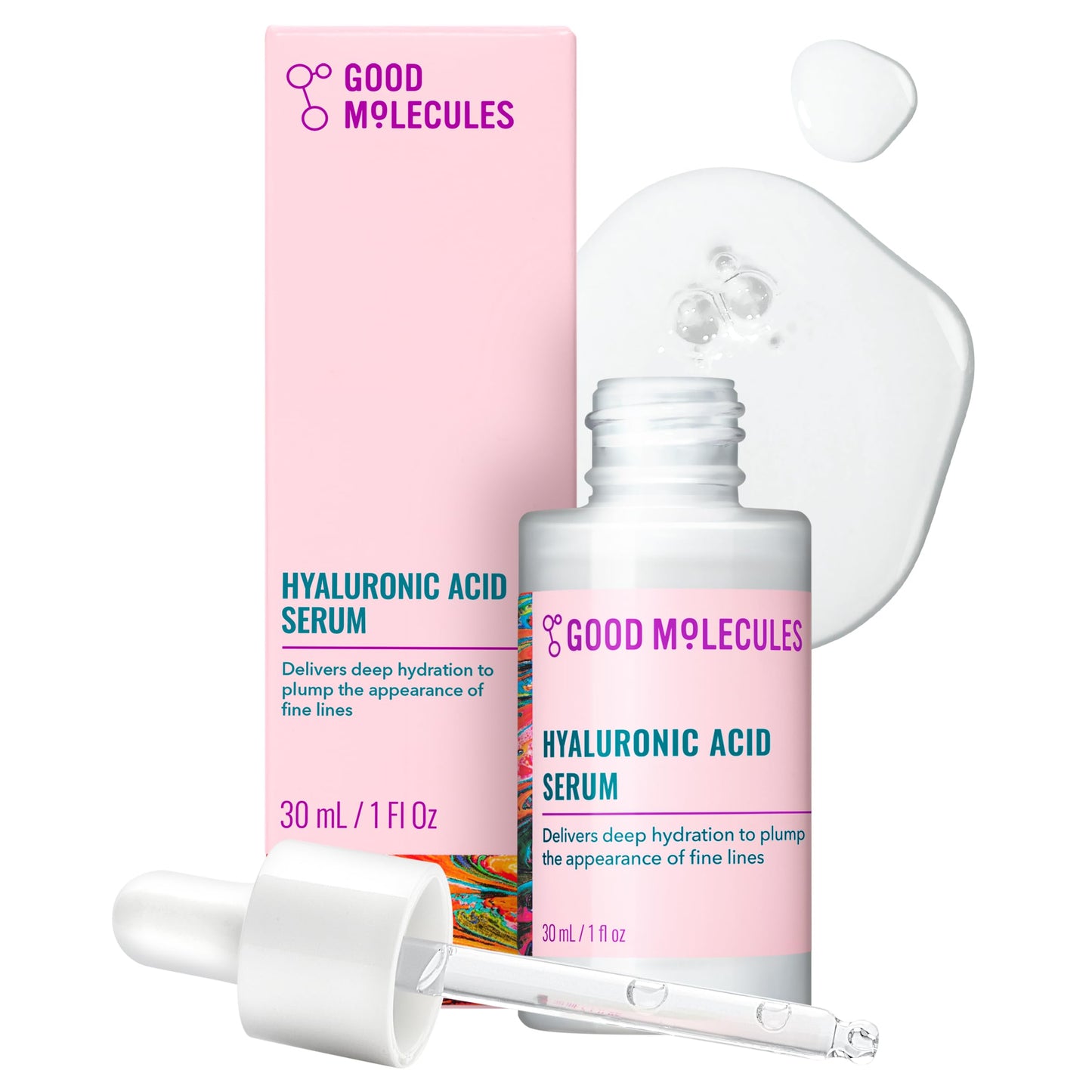 HOTGood Molecules Hyaluronic Acid Serum - 1% Hyaluronic Acid Ultra hydrating Serum Facial Moisturizer for Plumper Skin, Skin Care for Face