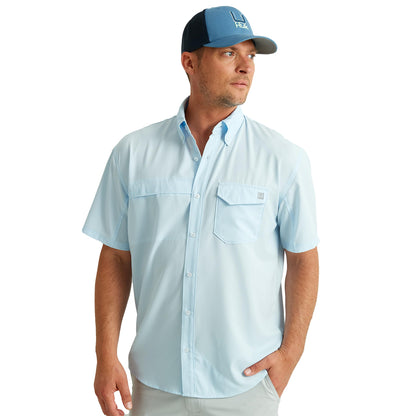 HOTHUK Men's Tide Point Kc Scott Original Artwork Short Sleeve Shirt, Fishing Button Down