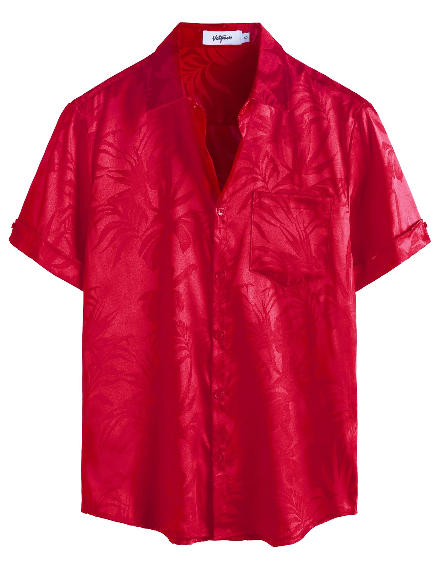 HOTVATPAVE Mens Silk Satin Hawaiian Shirt Short Sleeve Button Down Shirts | Hawaii, Summer, Beach, Vacation, Tropical, Resort Wear, Jacquard, Going Out, Rave, Cool, Club, Floral, Holiday, with Pocket