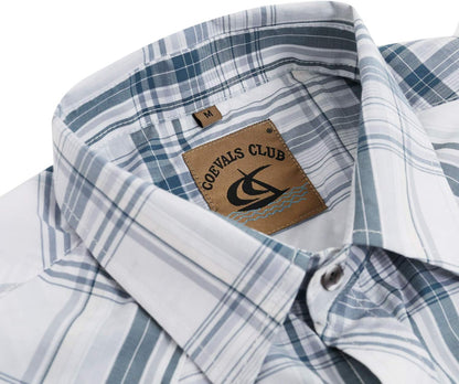 HOTCOEVALS CLUB Men's Western Pearl Snap Button Up Casual Cowboy Long Sleeve Two Pockets Work Shirts