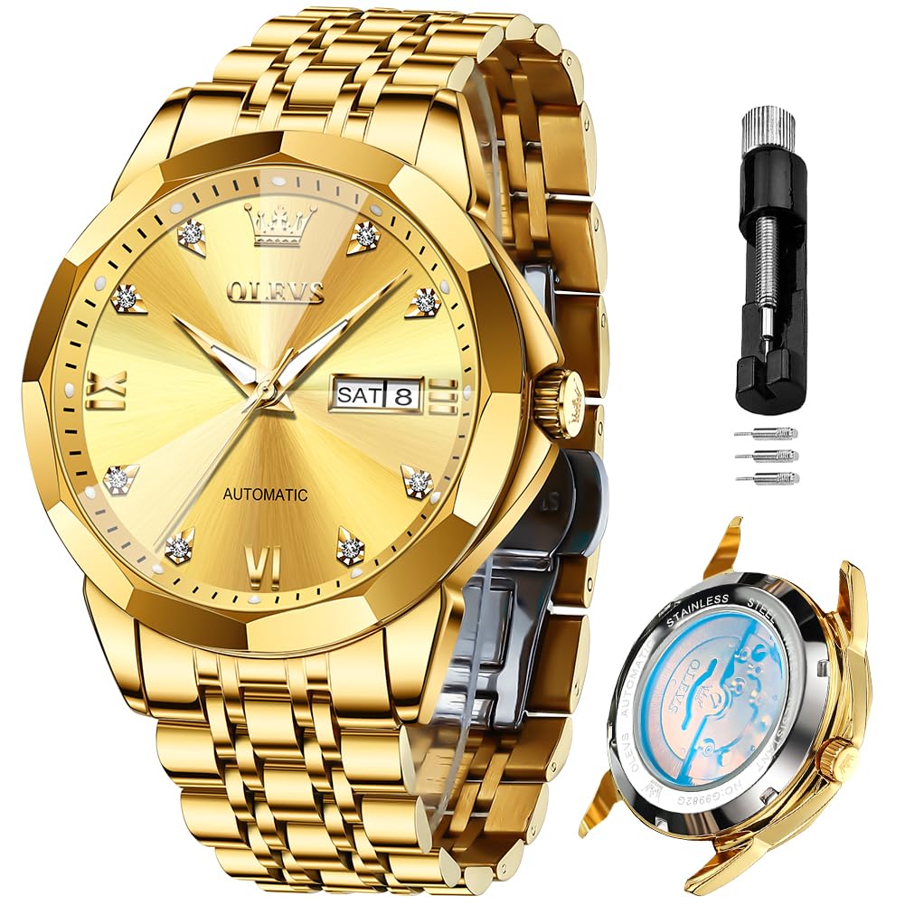 HOTOLEVS Skeleton Men Watches Automatic Business Luxury Diamond Self Winding Watch for Men Stainless Steel Calendar Wrist Watch