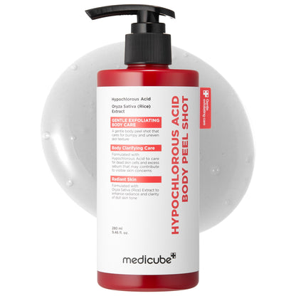 HOTmedicube Body Peel Shot with Kojic Acid and Turmeric | Gentle Body Brightening & Exfoliating Serum with BHA, LHA & PHA for Dead Skin Cells, Uneven Looking Skin & Excess Sebum | 9.46 fl.oz