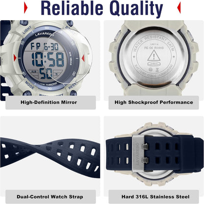 HOTMen's Digital Watch Sports Outdoor Waterproof Watches for Men with LED Backlight Alarm Stopwatch Mens Watches Digital Chronograph Military Date