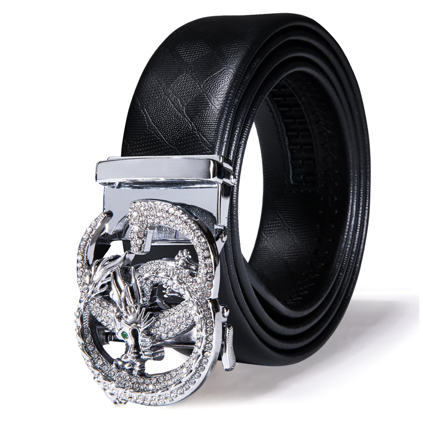 HOTDubulle Designer Mens Belts, Sliding Automatic Buckle Ratchet Dress Belt TOP Genuine Leather Strap Gifts