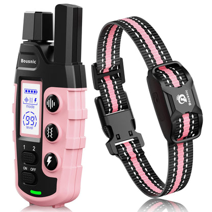 HOTBousnic Dog Shock Collar - 3300Ft Dog Training Collar with Remote for 5-120lbs Small Medium Large Dogs Rechargeable Waterproof e Collar with Beep (1-8), Vibration(1-16), Safe Shock(1-99) (Orange)