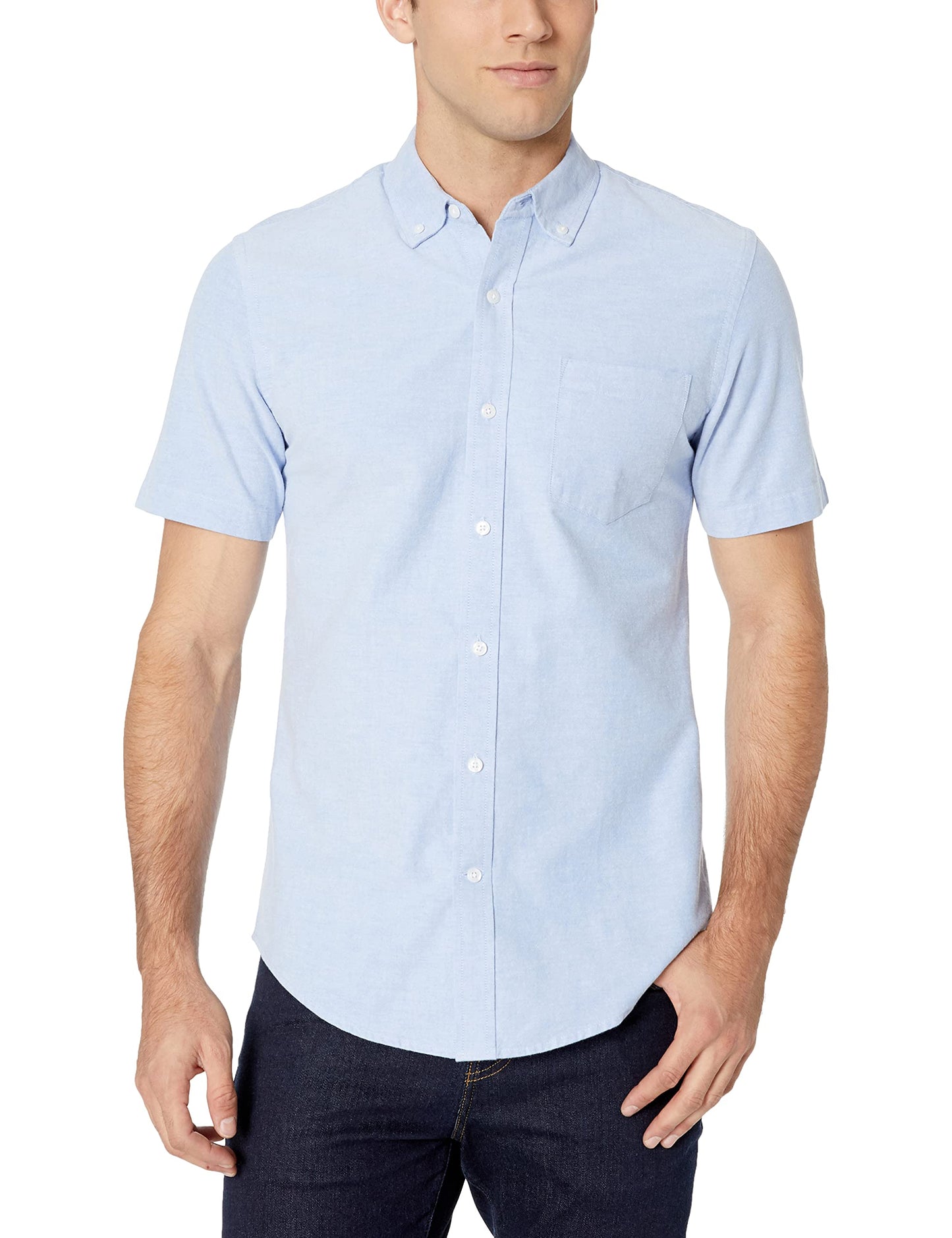 HOTAmazon Essentials Men's Short-Sleeve Oxford Shirt with Pocket