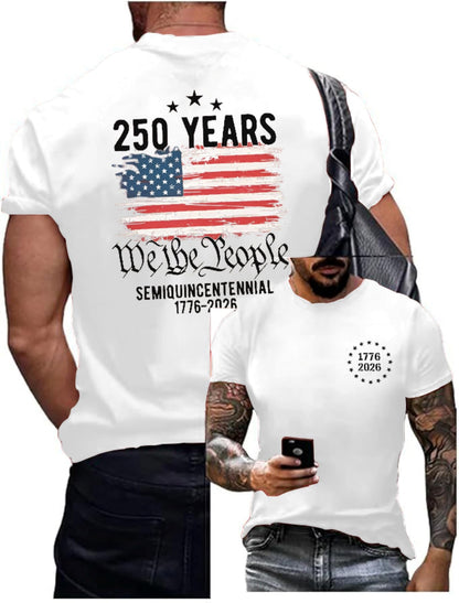 HOT250th Anniversary Shirts for Men 4th of July Shirt America Flag Patriotic Graphic Independence Day Casual Tops
