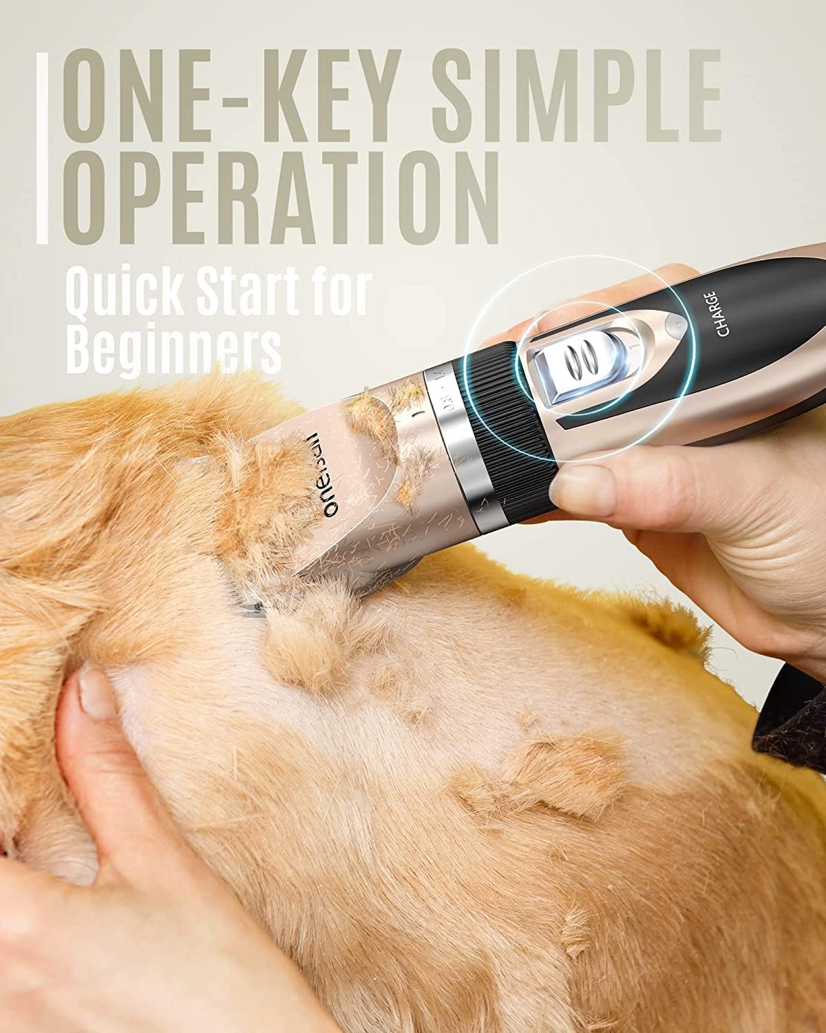 HOToneisall Dog Clippers Grooming Kit for Dogs Cats Pets | Low Noise, Rechargeable Cordless, Long Battery Life, Simple for Beginners, 6 Guide Combs, Removable & Rinsable Blade