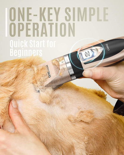 HOToneisall Dog Clippers Grooming Kit for Dogs Cats Pets | Low Noise, Rechargeable Cordless, Long Battery Life, Simple for Beginners, 6 Guide Combs, Removable & Rinsable Blade