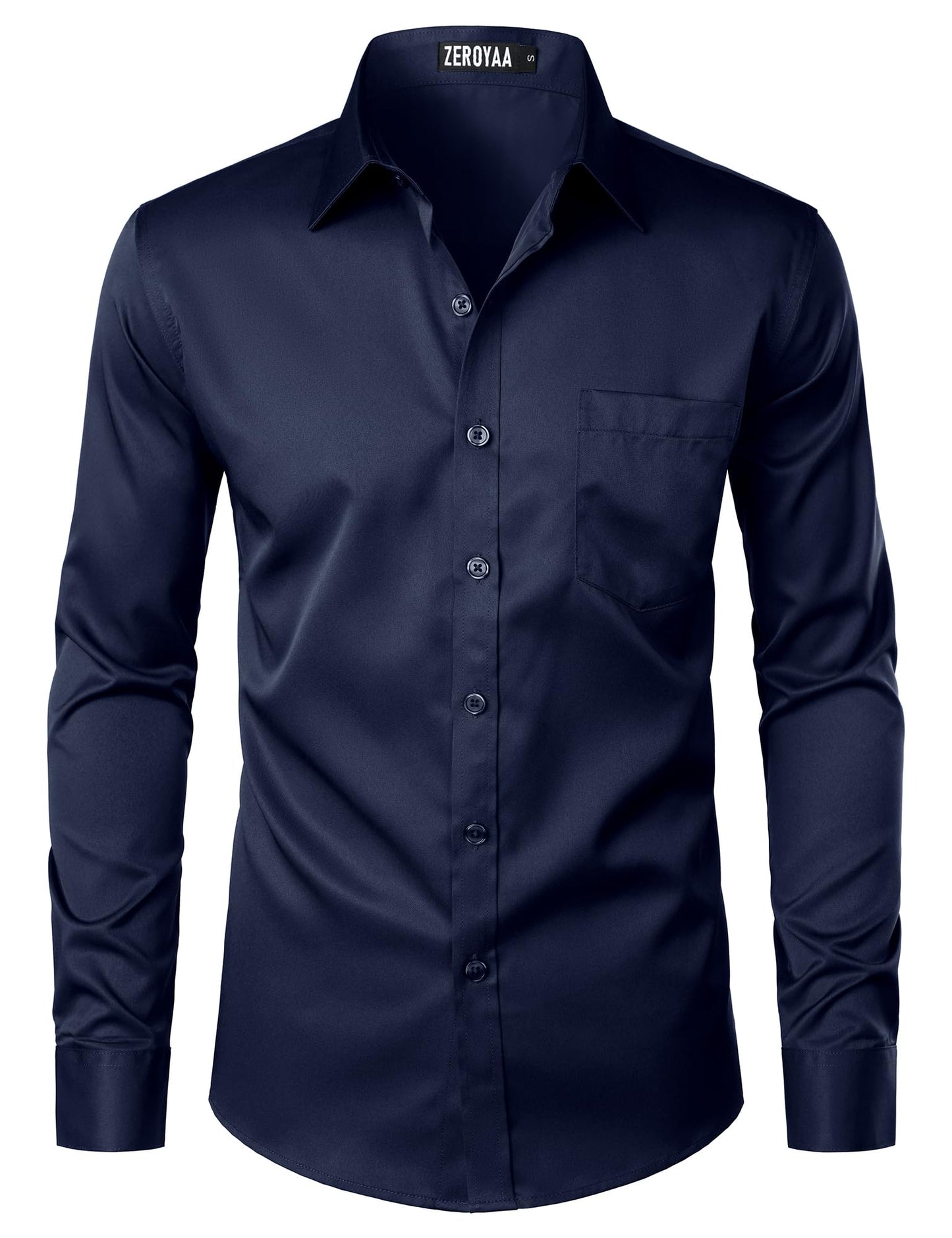 HOTZEROYAA Men's Urban Stylish Casual Business Slim Fit Long Sleeve Button Up Dress Shirt with Pocket