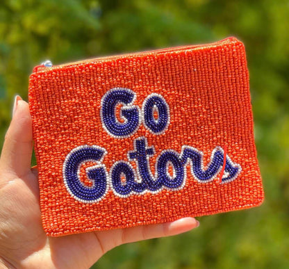 HOTGo Gators Beaded Coin Purse, Beaded Coin Pouch, Small Wallets, Coin Purse, Graduation Gifts