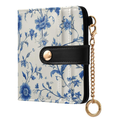 HOTElegant Peonies and Irises Rfid Women Wallet 1 Pack Cute Coin Purse PU Leather Small Wallets Credit Card Holder Bifold Zipper Thin Travel Wallet for Female Ladies Teen Girls Girly