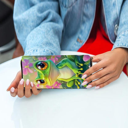 HOTWomen's Wallets,PU Leather Wristlet Wallet for Women,Card Holder Organizer Ladies Clutch with Zipper & Phone Holder-Lovely Frog