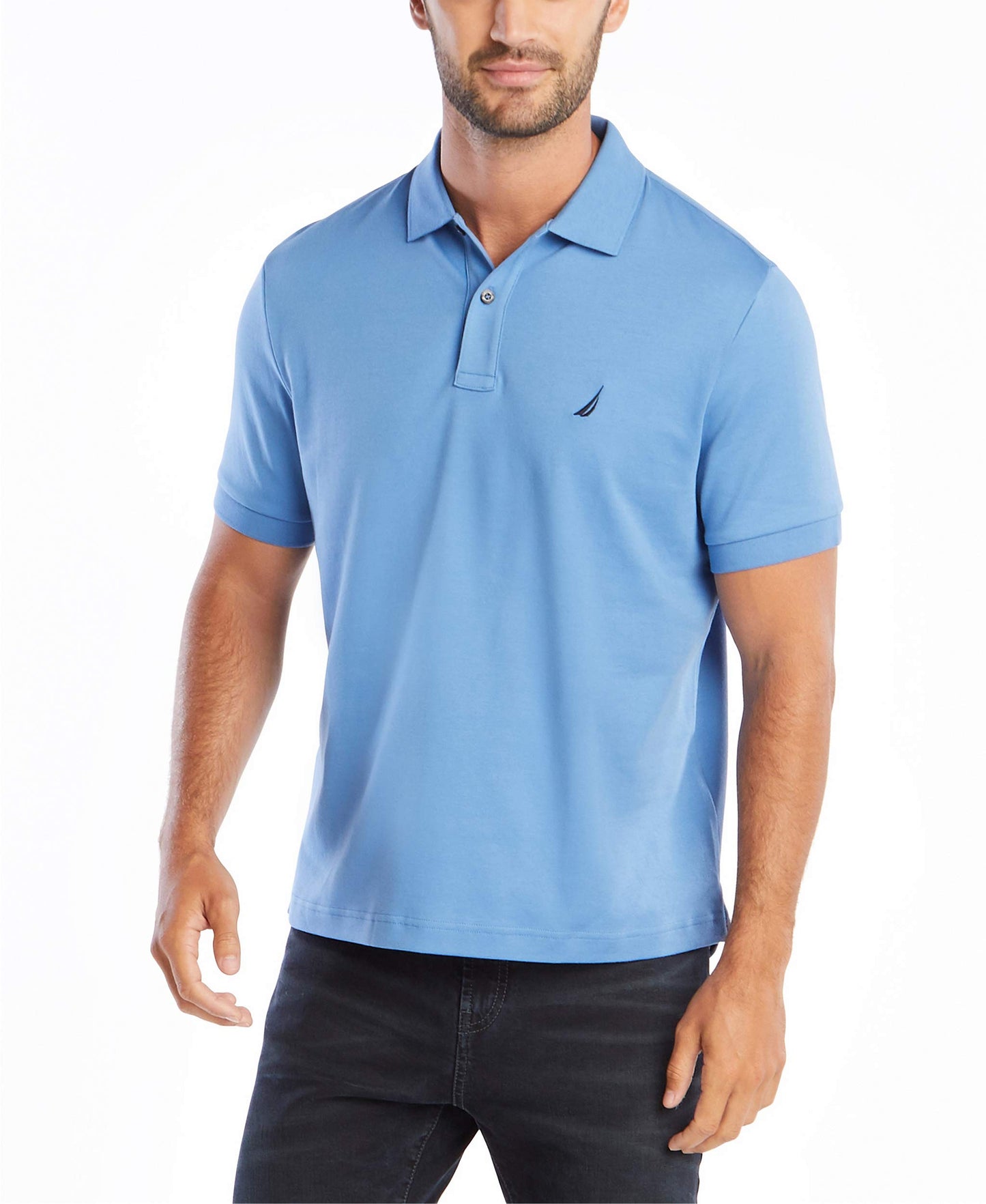 HOTNautica Men's Classic Fit Short Sleeve Dual Tipped Collar Polo Shirt