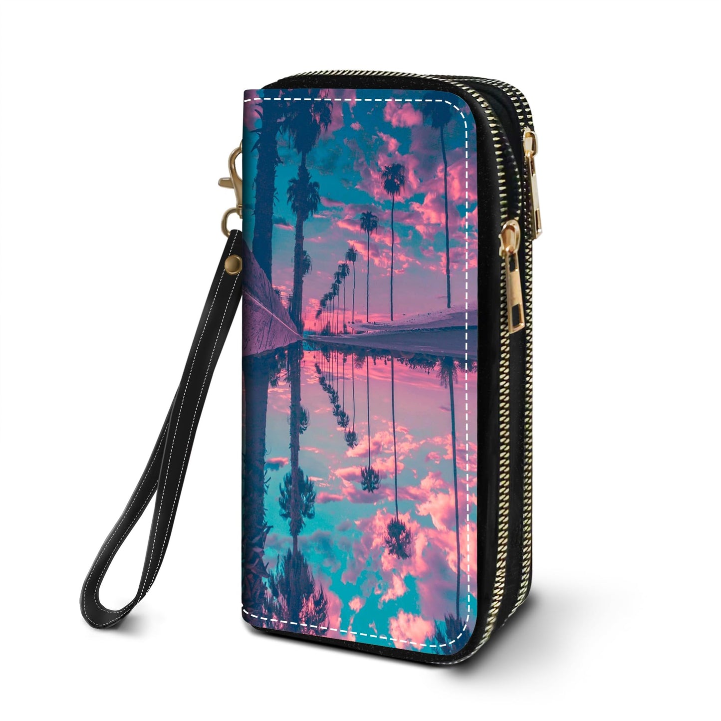 HOTWomen's Large Capacity Wallet PU Leather Double Zipper Clutch Purse Multifunctional Wallet with Removable Wristlet Strap for Smart Phone/Coin/Card/Cash, Floral Quotes Bible Verse Philippians 4-13