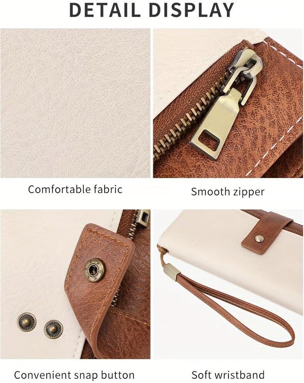 HOTWomen's Long Wallet, Stylish Clutch, Elegant Solid Color RFID Blocking Wallet, Large Capacity Bifold Zipper Card Case Organizer with Wrist Strap, ID Window, Ladies Gift Woman (Brown)