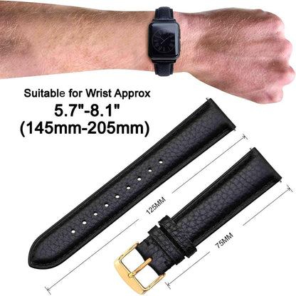 HOTANNEFIT Watch Band 18mm, Quick Release Textured Padded Leather Straps with Gold Buckle for Men and Women (Black)