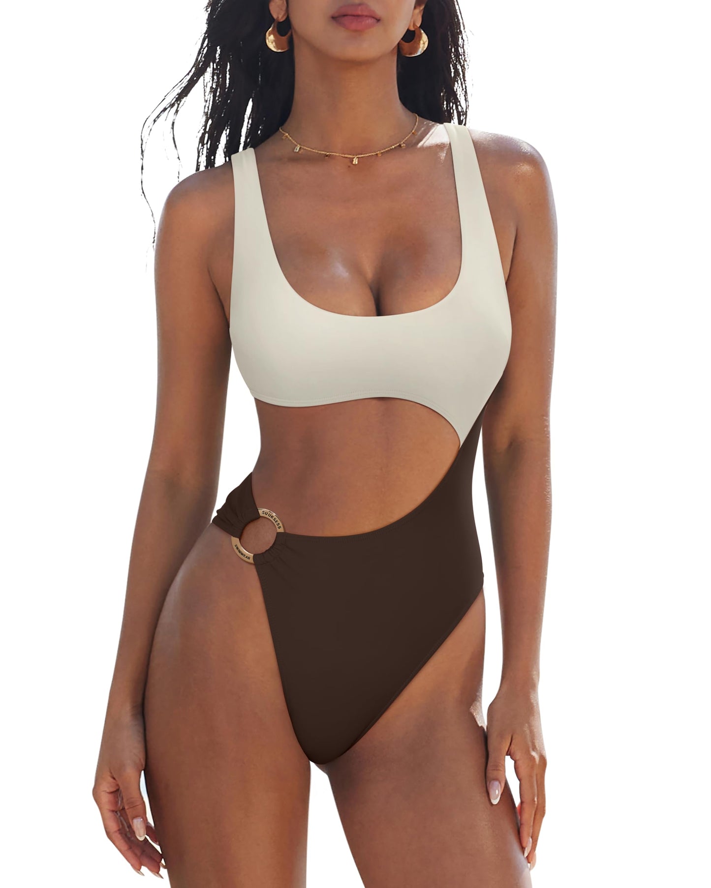 HOTSUUKSESS Women Sexy One Piece Tummy Control Swimsuit Cutout Backless Bathing Suit