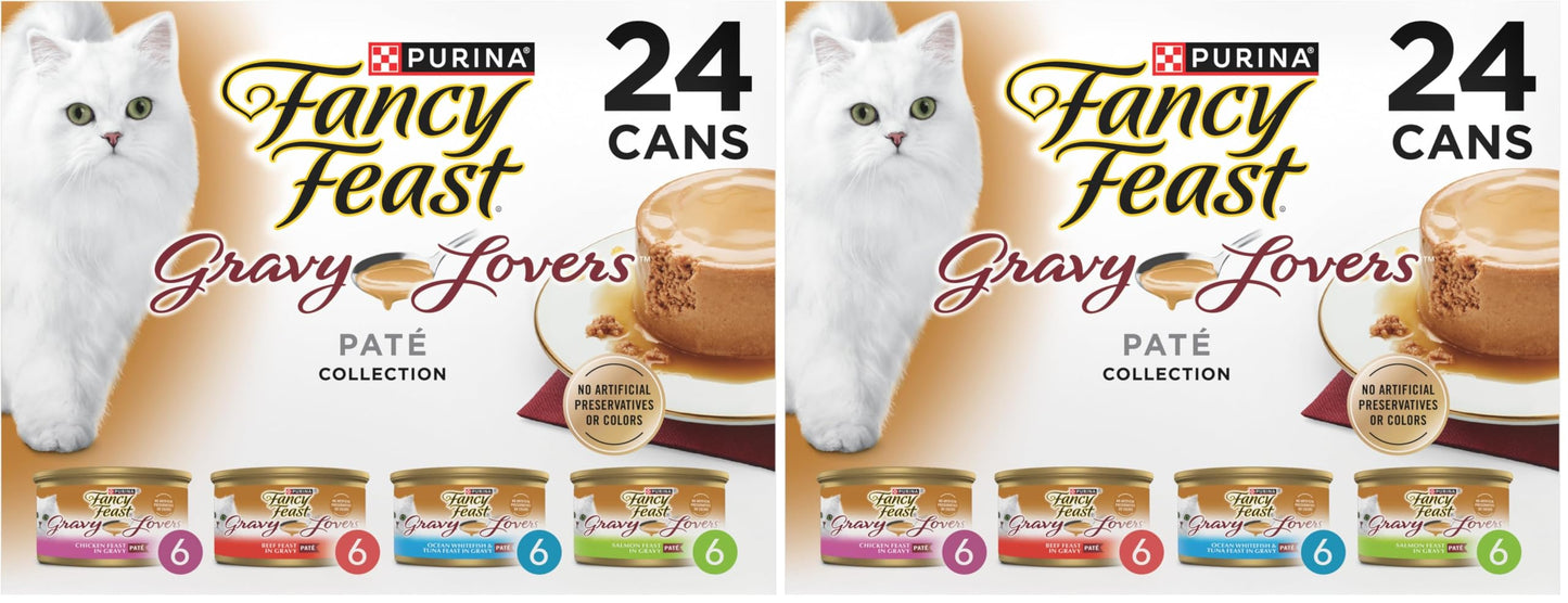 HOTPurina Fancy Feast Gravy Lovers Variety Pack Feast Pate in Wet Cat Food Gravy - (Pack of 1) 4.5 lb. Boxes
