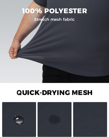 HOTMen's 3 Pack Lightweight Plus Size Short Sleeve T-Shirt Crew Neck Big & Tall Sizes Stretch T-Shirt for Casual Wear