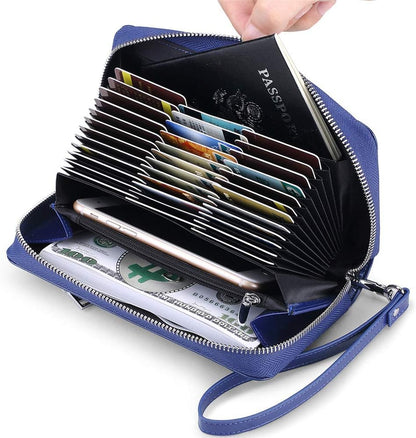HOTWomen's RFID Blocking Leather Wallet Credit Card Holder Zipper Clutch Purse
