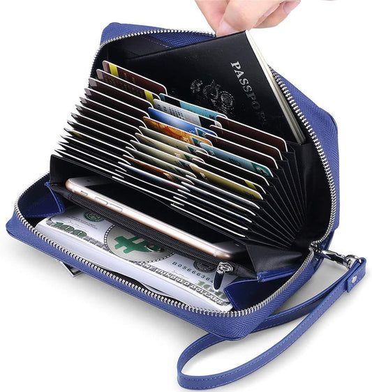 HOTWomen's RFID Blocking Leather Wallet Credit Card Holder Zipper Clutch Purse