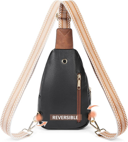 HOTBOSTANTEN Sling Bag for Women Leather Crossbody Bags Fanny Pack Chest Bag for Travel
