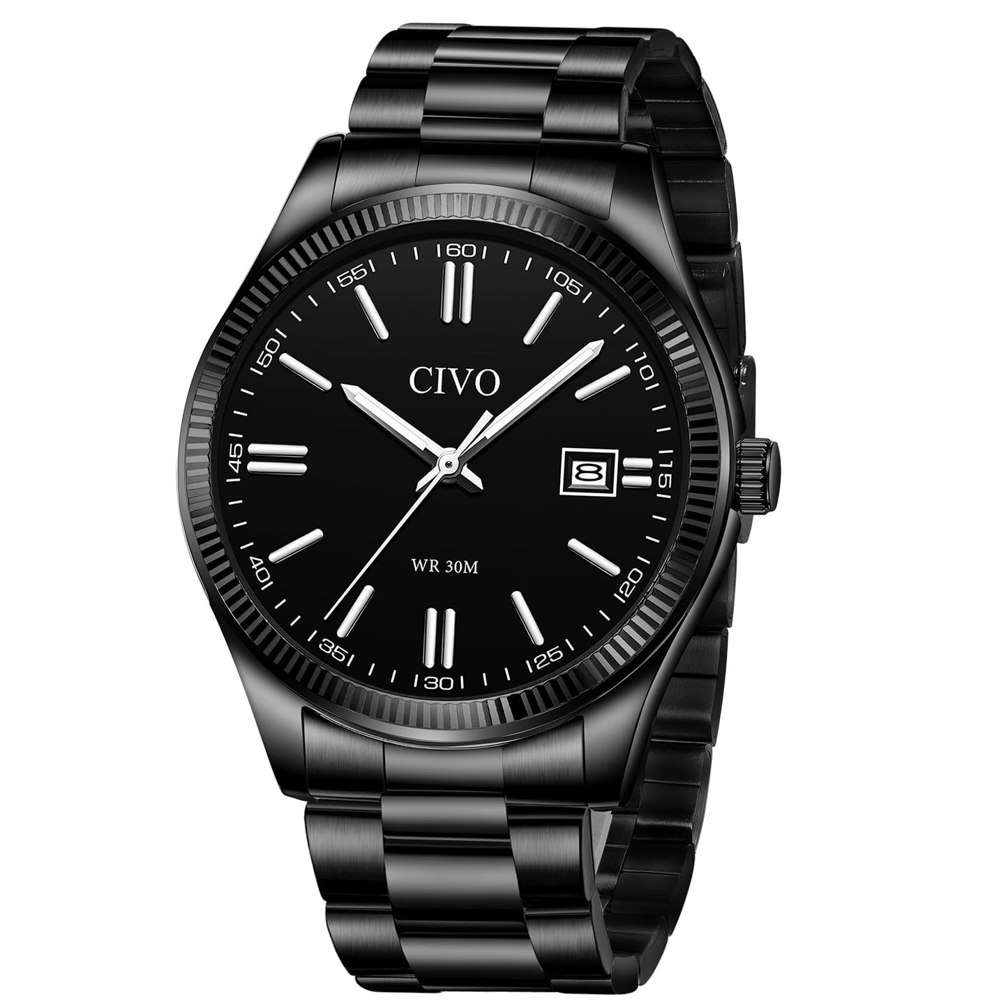HOTCIVO Analog Mens Watches Silver: Wrist Watches with Date Easy to Read | Dress Stainless Steel Watch for Men, Gifts for Husband Father at Birthday Anniversary